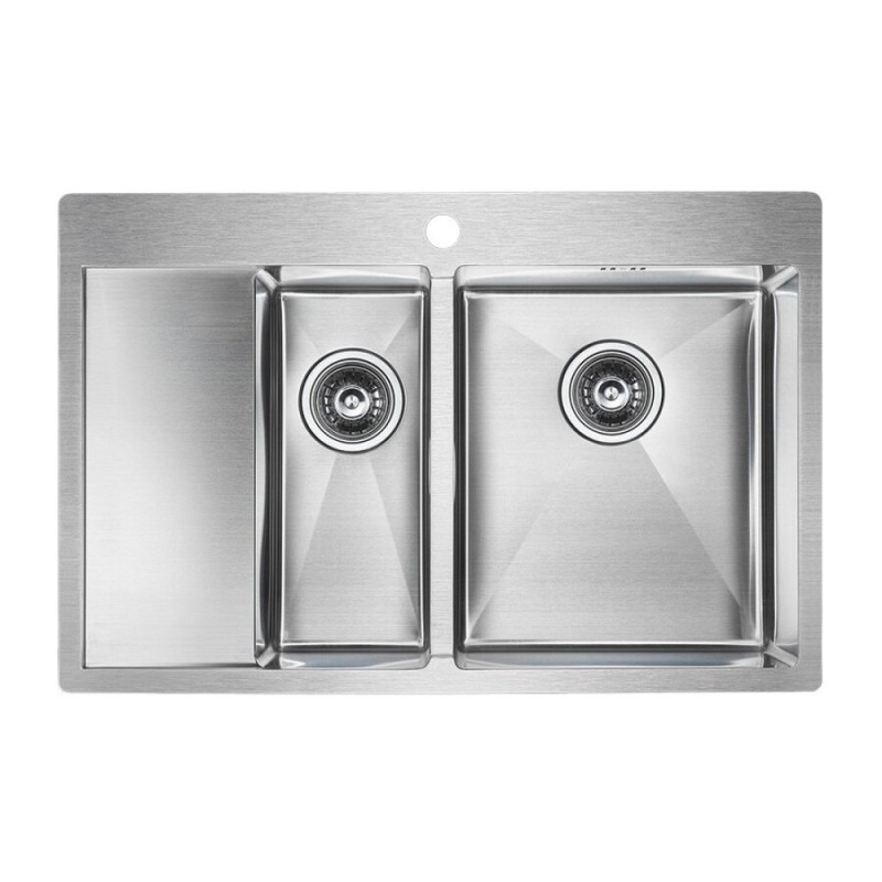 Мойка кухонная Paulmark Kroner PM227851-BSL/R, 78 см, брашированная нержавеющая сталь, левая/правая
