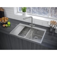 Мойка кухонная Paulmark Kroner PM227851-BSR, 78 см, брашированная нержавеющая сталь, левая/правая