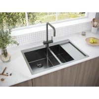 Мойка кухонная Paulmark Kroner PM227851-GML/R, 78 см, вороненая сталь, левая/правая