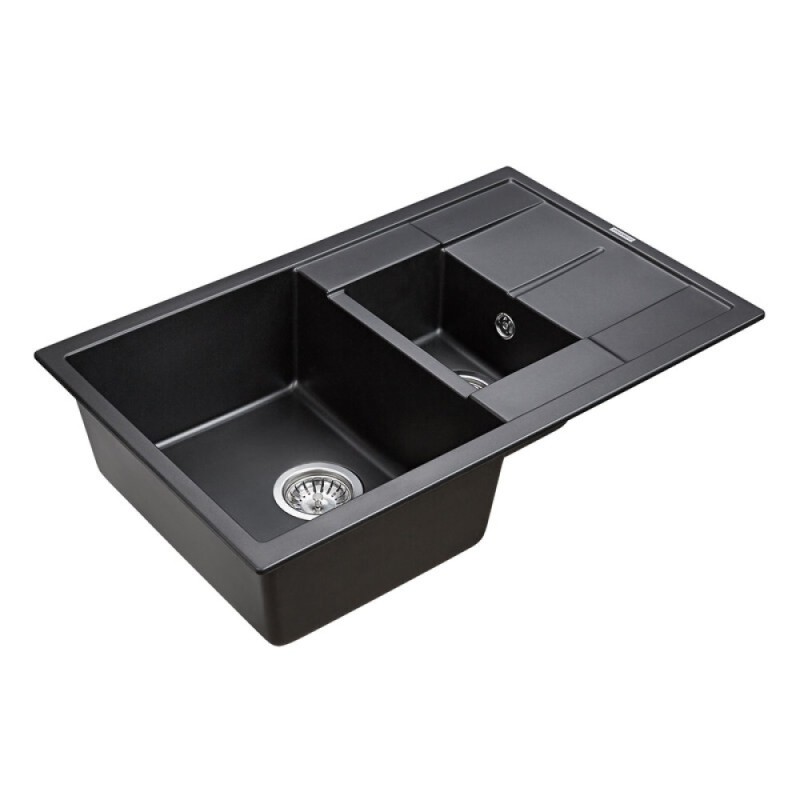 Мойка кухонная Paulmark Feste PM237850-BL, 77.5 см, кварцевая, черный