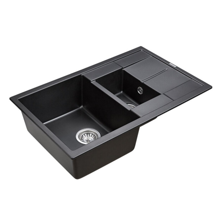 Мойка кухонная Paulmark Feste PM237850-BL, 77.5 см, кварцевая, черный