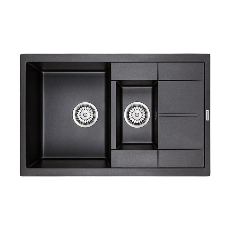 Мойка кухонная Paulmark Feste PM237850-BL, 77.5 см, кварцевая, черный