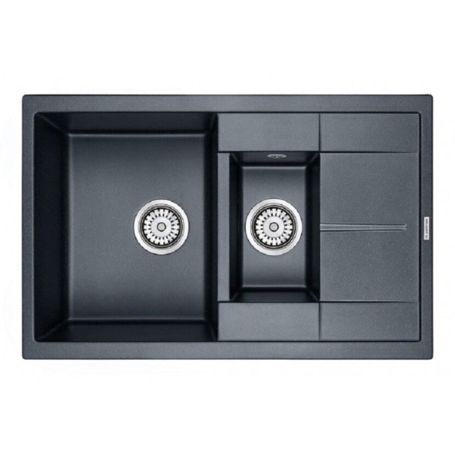Мойка кухонная Paulmark Flugen PM237850-BLM, 77.5 см, кварцевая, черный металлик
