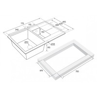 Мойка кухонная Paulmark Flugen PM237850-BLM, 77.5 см, кварцевая, черный металлик