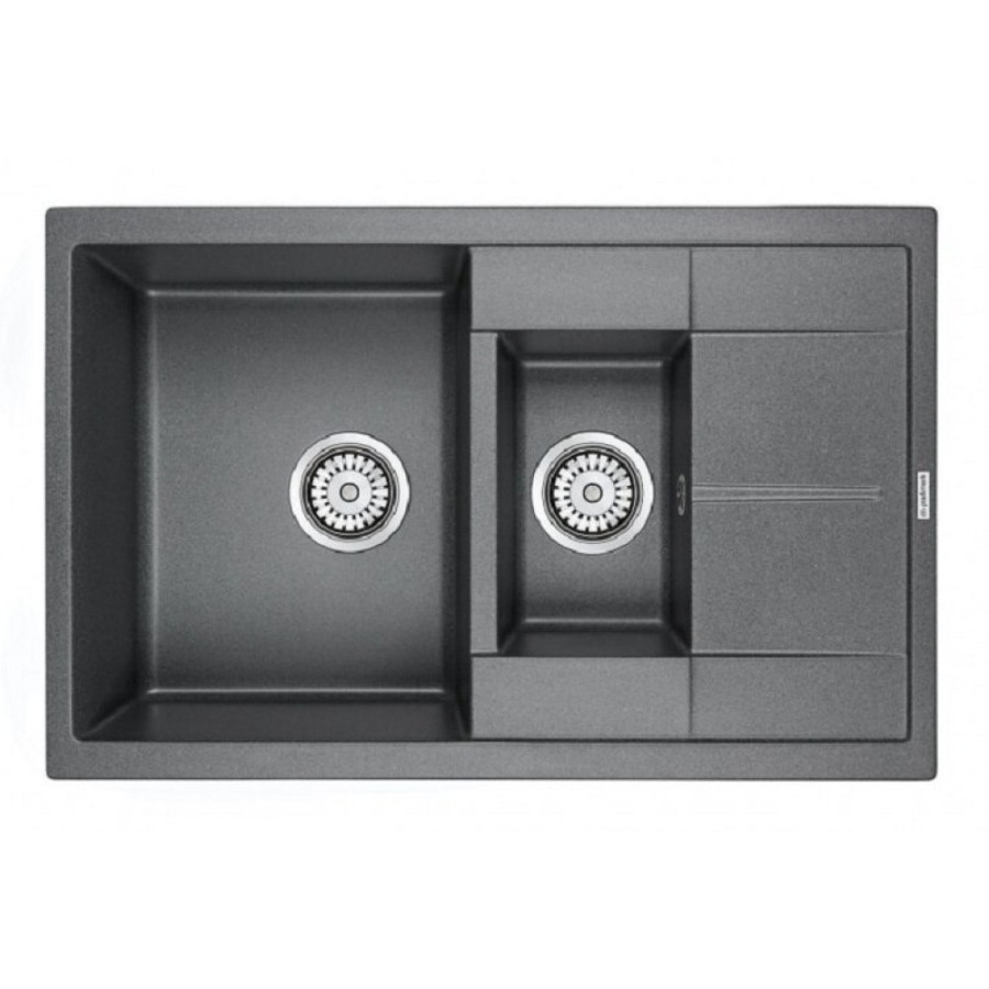 Мойка кухонная Paulmark Flugen PM237850-DG, 77.5 см, кварцевая, графит