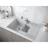 Мойка кухонная Paulmark Flugen PM237850-GR, 77.5 см, кварцевая, серый