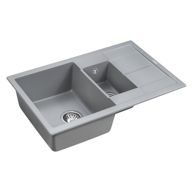Мойка кухонная Paulmark Flugen PM237850-GRM, 77.5 см, кварцевая, серый металлик