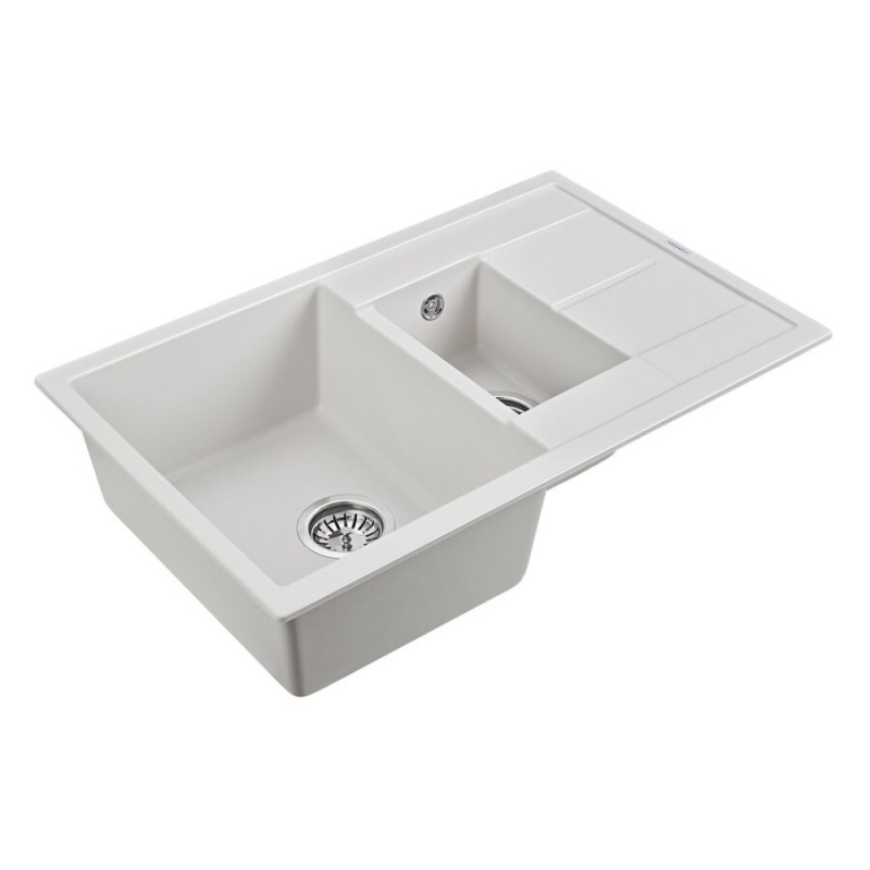 Мойка кухонная Paulmark Flugen PM237850-WH, 77.5 см, кварцевая, белый