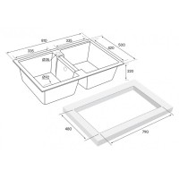 Мойка кухонная Paulmark Tandem PM238150-BE, 81 см, кварцевая, бежевый