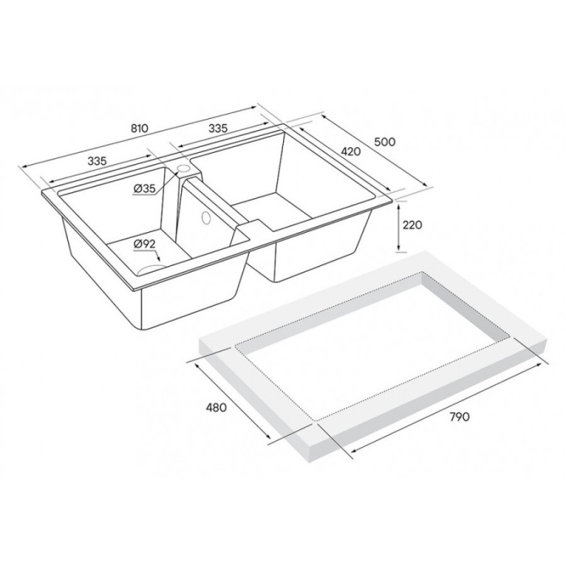 Мойка кухонная Paulmark Tandem PM238150-BE, 81 см, кварцевая, бежевый