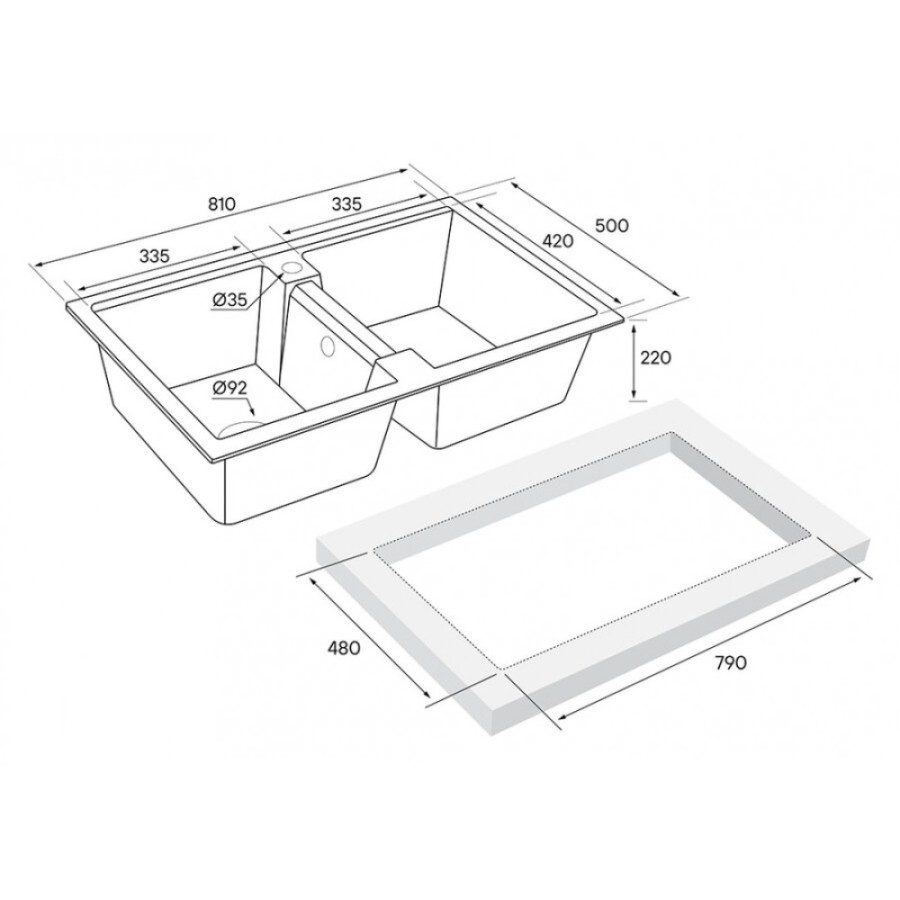 Мойка кухонная Paulmark Tandem PM238150-BE, 81 см, кварцевая, бежевый
