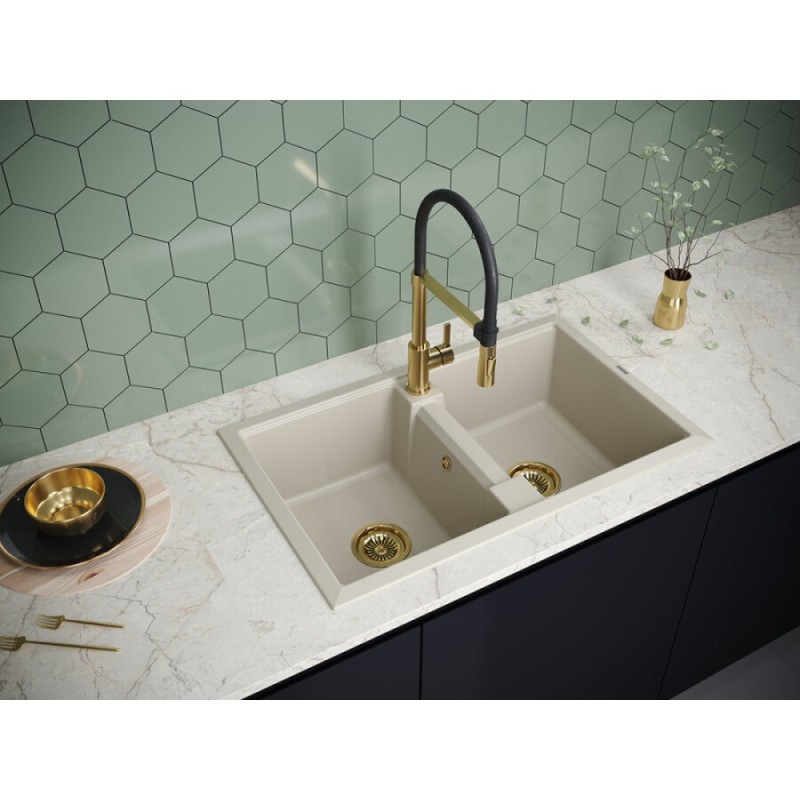 Мойка кухонная Paulmark Tandem PM238150-BE, 81 см, кварцевая, бежевый