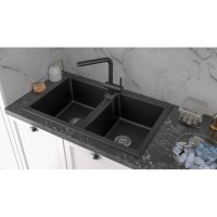 Мойка кухонная Paulmark Tandem PM238150-BL, 81 см, кварцевая, черный