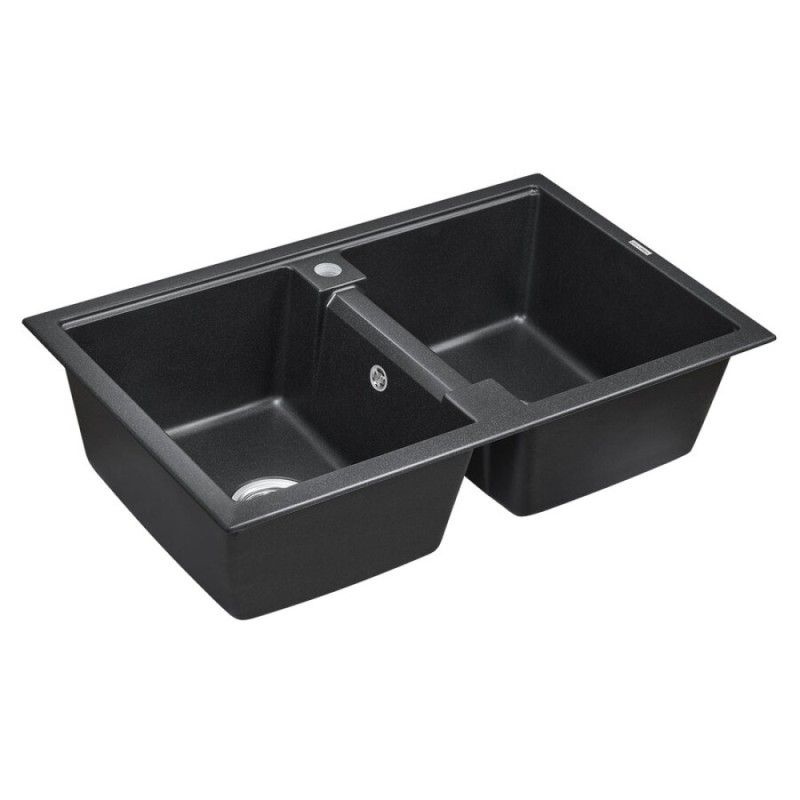 Мойка кухонная Paulmark Tandem PM238150-BL, 81 см, кварцевая, черный