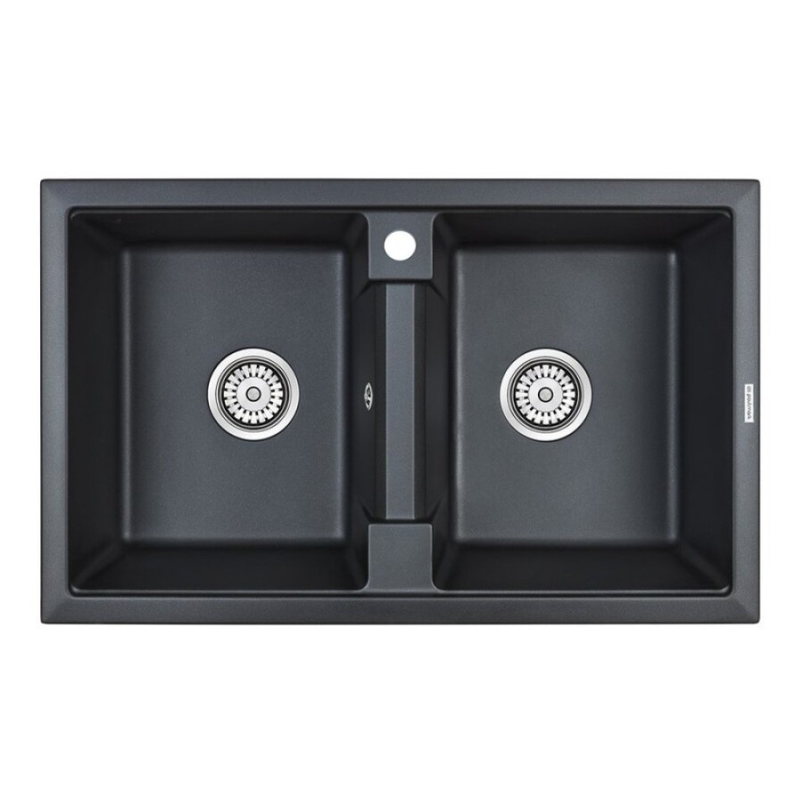 Мойка кухонная Paulmark Tandem PM238150-BLM, 81 см, кварцевая, черный металлик