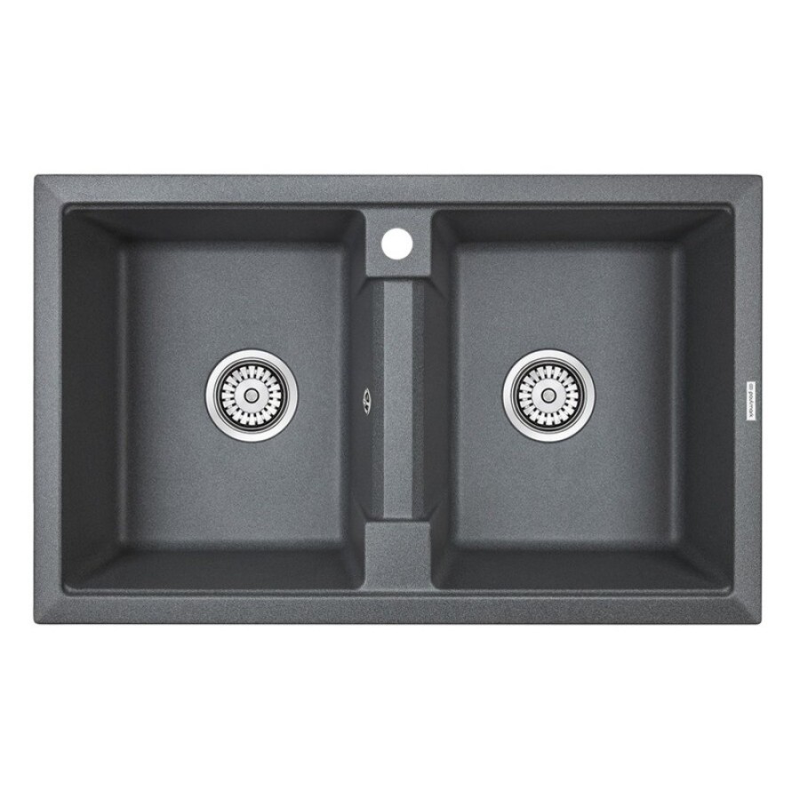 Мойка кухонная Paulmark Tandem PM238150-DG, 81 см, кварцевая, графит