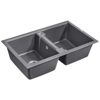 Мойка кухонная Paulmark Tandem PM238150-DG, 81 см, кварцевая, графит