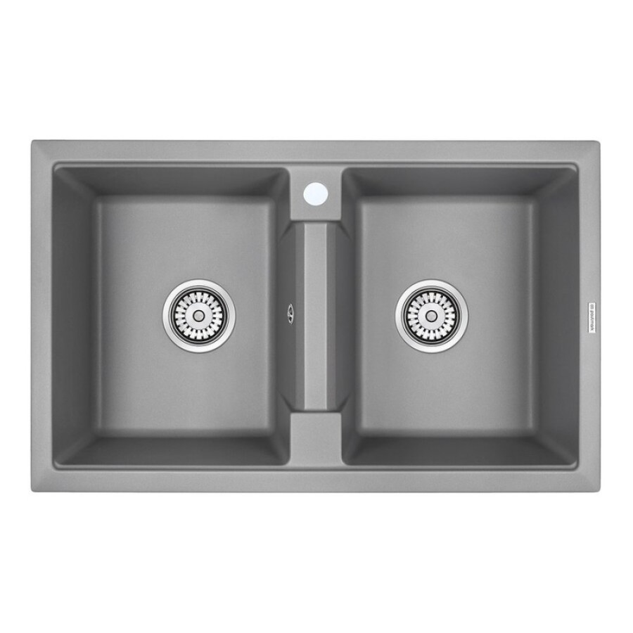 Мойка кухонная Paulmark Tandem PM238150-GRM, 81 см, кварцевая, серый металлик