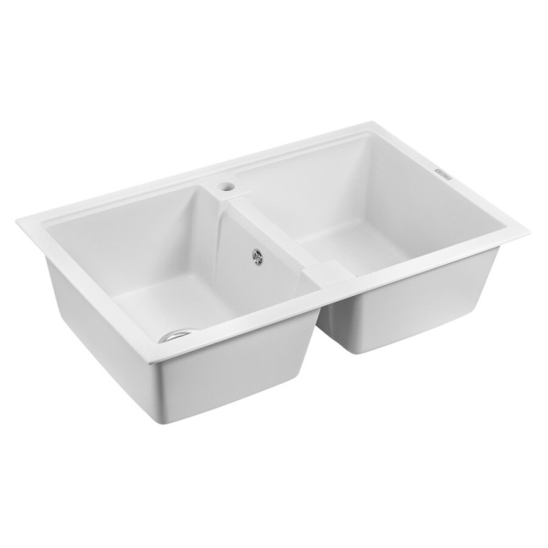 Мойка кухонная Paulmark Tandem PM238150-WH, 81 см, кварцевая, белый
