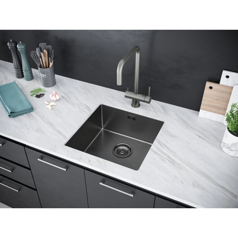 Мойка кухонная Paulmark Gerberg PM254444-GM, 44 см, вороненая сталь