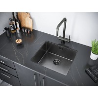 Мойка кухонная Paulmark Gerberg PM254844-GM, 48 см, вороненая сталь