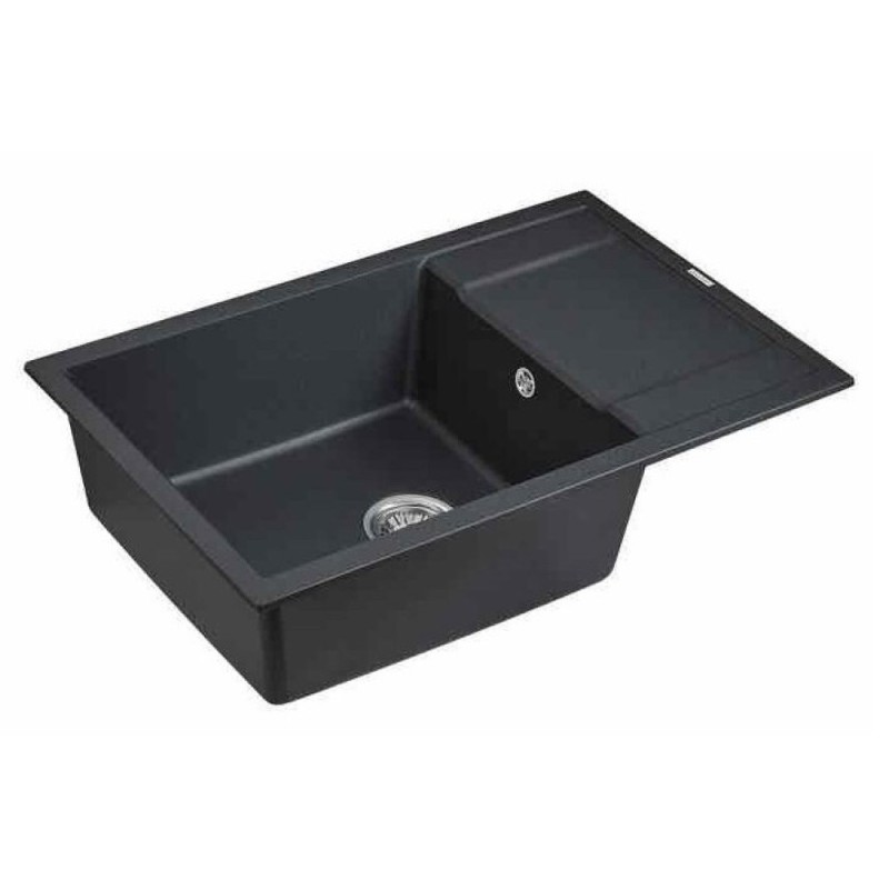 Мойка кухонная Paulmark Flugen PM317850-BLM, 78 см, кварцевая, черный металлик