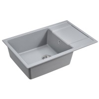 Мойка кухонная Paulmark Flugen PM317850-GRM, 78 см, кварцевая, серый металлик