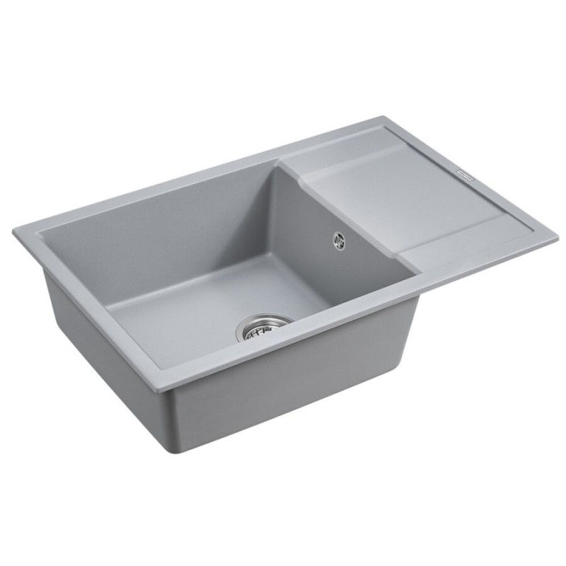 Мойка кухонная Paulmark Flugen PM317850-GRM, 78 см, кварцевая, серый металлик