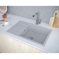 Мойка кухонная Paulmark Flugen PM317850-GRM, 78 см, кварцевая, серый металлик
