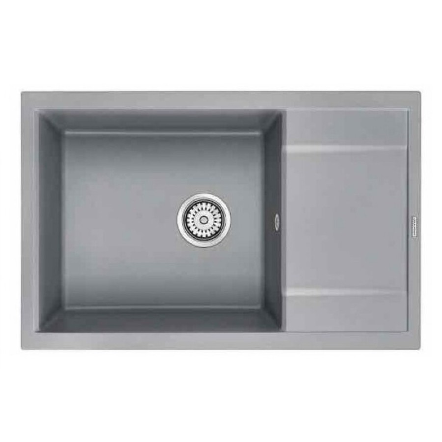 Мойка кухонная Paulmark Flugen PM317850-GRM, 78 см, кварцевая, серый металлик