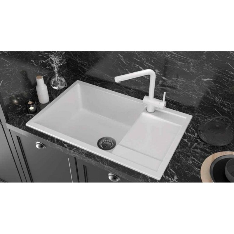 Мойка кухонная Paulmark Flugen PM317850-WH, 78 см, кварцевая, белый