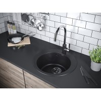 Мойка кухонная Paulmark Gelegen PM404800-BL, 48 см, кварцевая, черный