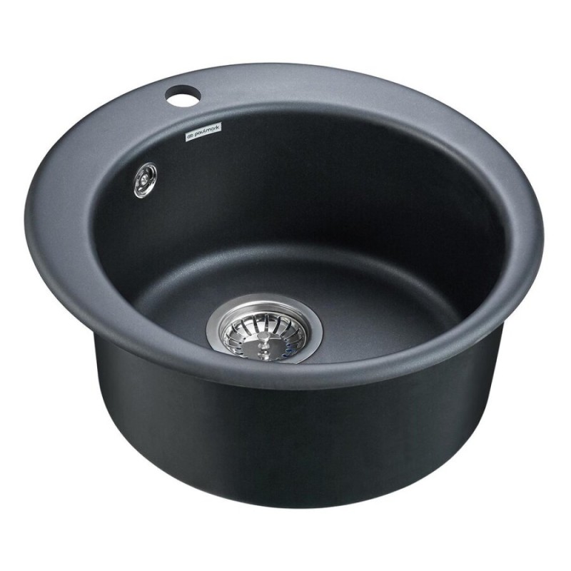 Мойка кухонная Paulmark Gelegen PM404800-BLM, 48 см, кварцевая, черный металлик