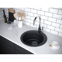 Мойка кухонная Paulmark Gelegen PM404800-BLM, 48 см, кварцевая, черный металлик