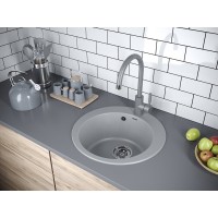Мойка кухонная Paulmark Gelegen PM404800-GRM, 48 см, кварцевая, серый металлик