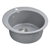 Мойка кухонная Paulmark Gelegen PM404800-GRM, 48 см, кварцевая, серый металлик