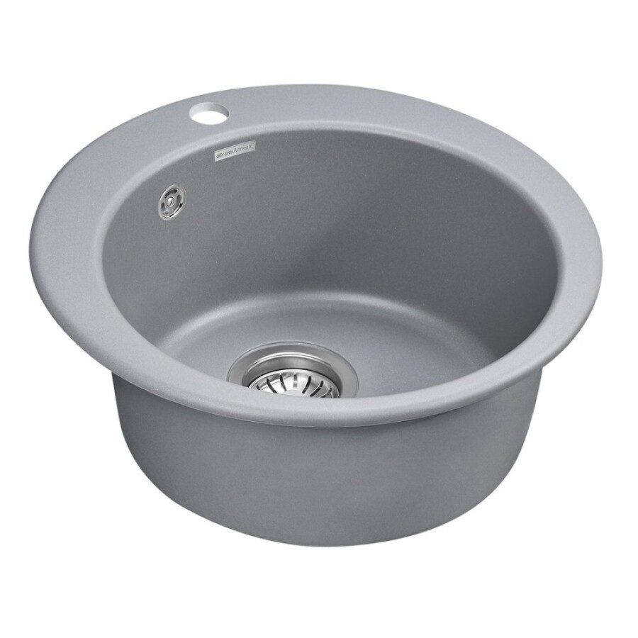 Мойка кухонная Paulmark Gelegen PM404800-GRM, 48 см, кварцевая, серый металлик