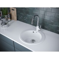 Мойка кухонная Paulmark Gelegen PM404800-WH, 48 см, кварцевая, белый