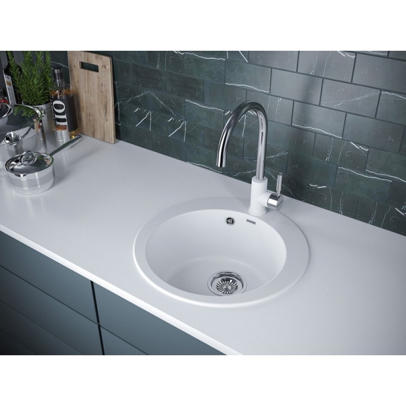 Мойка кухонная Paulmark Gelegen PM404800-WH, 48 см, кварцевая, белый