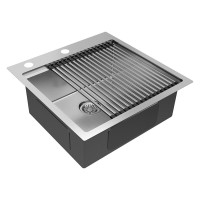 Мойка кухонная Paulmark Kroner-Pro, PM705151-BS, 51 х 51 см, брашированная нержавеющая сталь