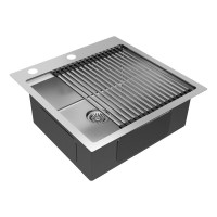 Мойка кухонная Paulmark Kroner PM705151-BS+R405-BS, 51 см, нержавеющая сталь, с ролл-матом Step, брашированная нержавеющая сталь