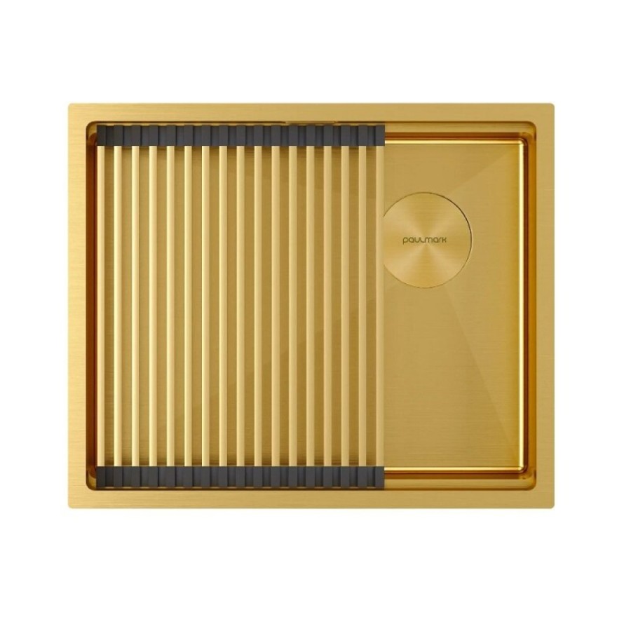 Мойка кухонная Paulmark Next PRO 54 UNI, PM705445-BG, 54 см, PVD покрытие, цвет брашированное золото