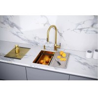 Мойка кухонная Paulmark Next PRO 54 UNI, PM705445-BG, 54 см, PVD покрытие, цвет брашированное золото