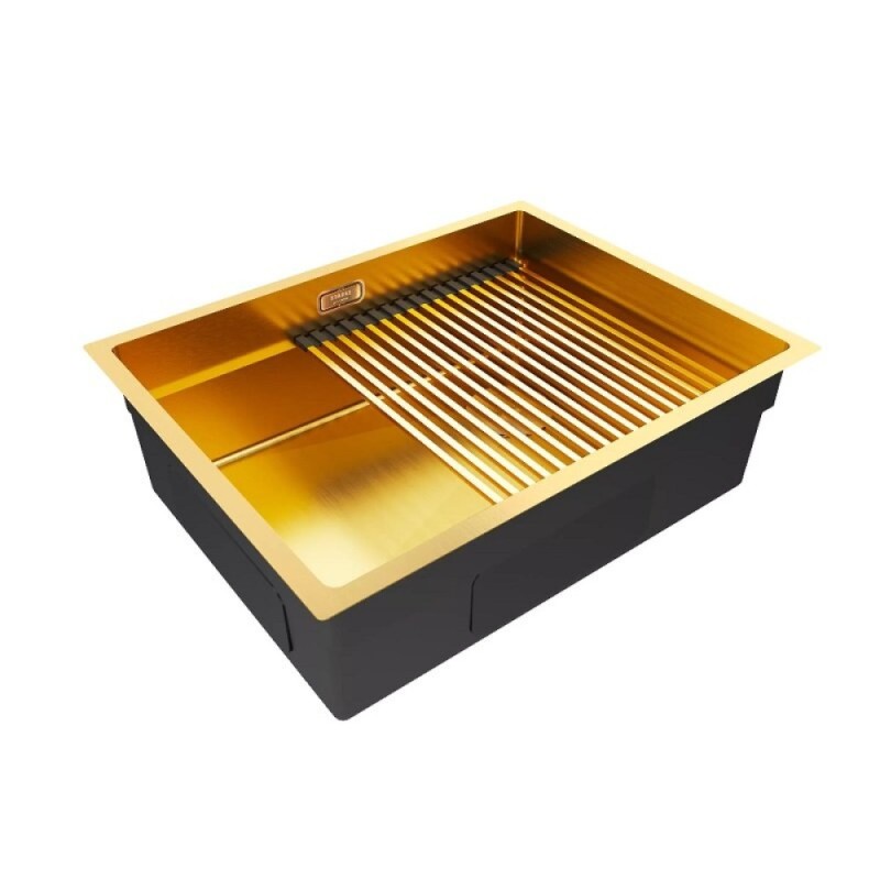 Мойка кухонная Paulmark Next PRO 58 UNI, PM705845-BG, 58 см, PVD покрытие, цвет брашированное золото