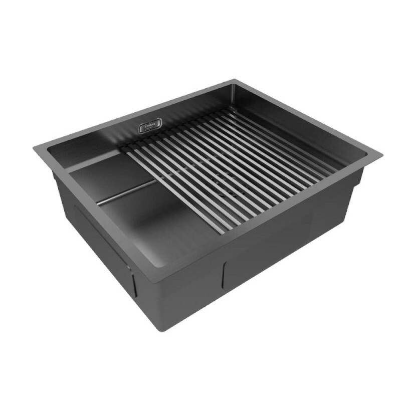 Мойка кухонная Paulmark Next-PRO 58 UNI, PM705845-GM, 58 см, PVD покрытие, цвет вороненая сталь