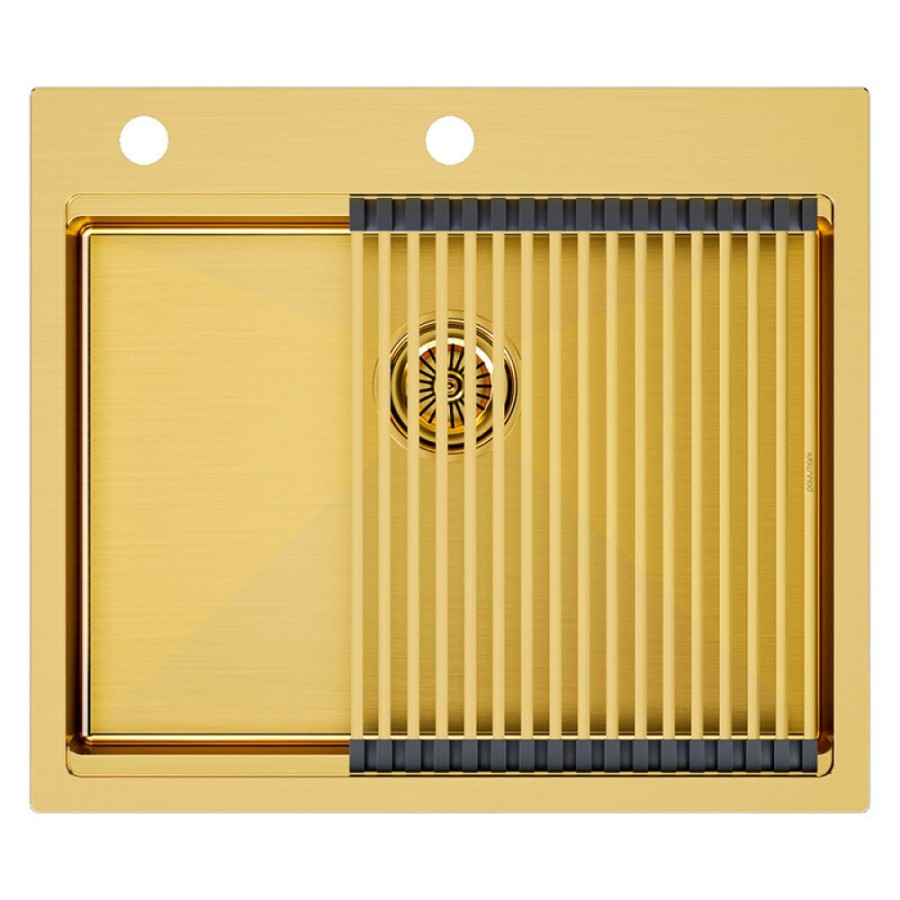 Мойка кухонная Paulmark Kroner-Pro PM705951-BG, 59 х 51 см, брашированное золото