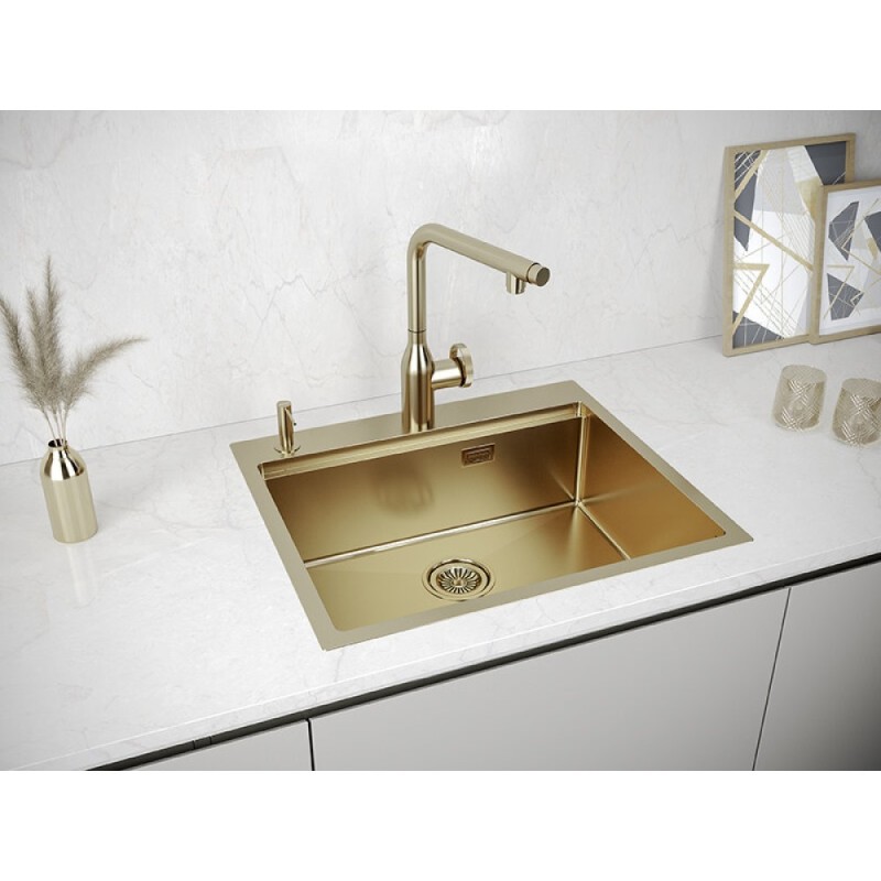 Мойка кухонная Paulmark Kroner-Pro PM705951-BG, 59 х 51 см, брашированное золото