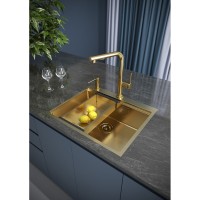 Мойка кухонная Paulmark Kroner-Pro PM705951-BG, 59 х 51 см, брашированное золото
