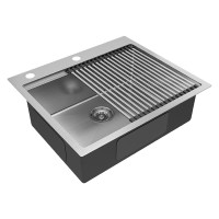 Мойка кухонная Paulmark Kroner-Pro PM705951-BS, 59 х 51 см, брашированная нержавеющая сталь