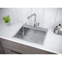 Мойка кухонная Paulmark Kroner-Pro PM705951-BS, 59 х 51 см, брашированная нержавеющая сталь